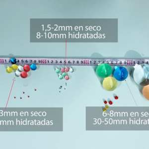 tamaño bolas de hidrogel