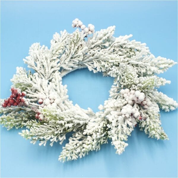 Christmas wreath with snow