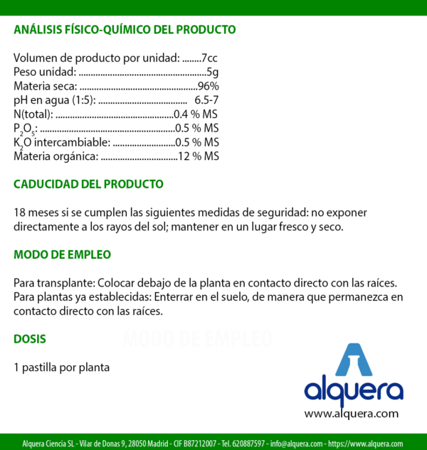 MICORRIZAS EN PASTILLAS COMPOSICIÓN