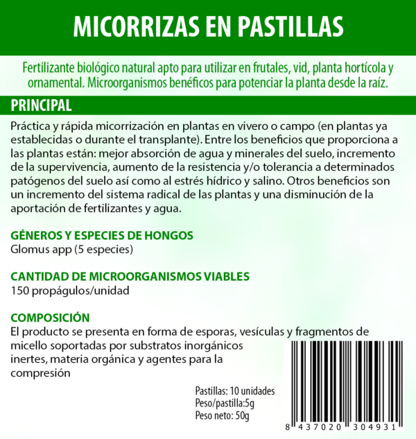 MICORRIZAS EN PASTILLAS